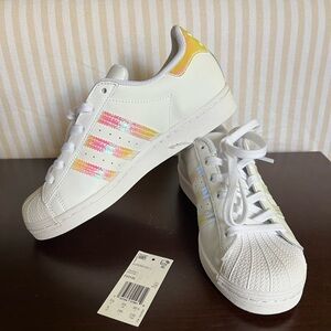 Adidas Superstar Originals Cloud White Iridescent Casual Shoes Kids size 6